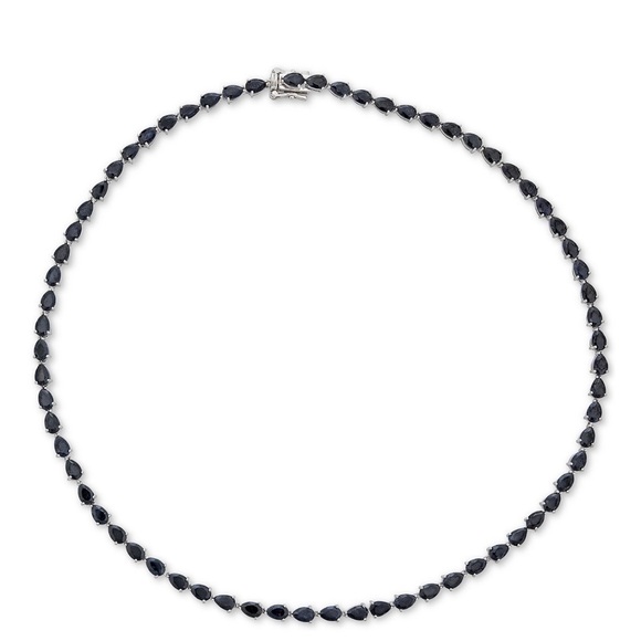 Black Sapphire 18" Statement Necklace (34 ct. t.w.) in Sterling Silver - Picture 2 of 6